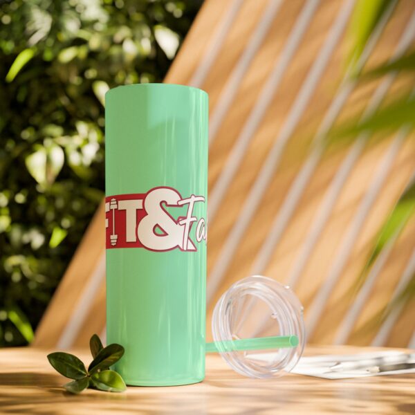 Fitness Themed Skinny Tumbler with Straw, 20oz | Workout Water Bottle, Gym Drinkware, Motivational Tumbler, Fitness Gift, Exercise Mug - Image 17