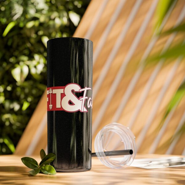 Fitness Themed Skinny Tumbler with Straw, 20oz | Workout Water Bottle, Gym Drinkware, Motivational Tumbler, Fitness Gift, Exercise Mug - Image 5